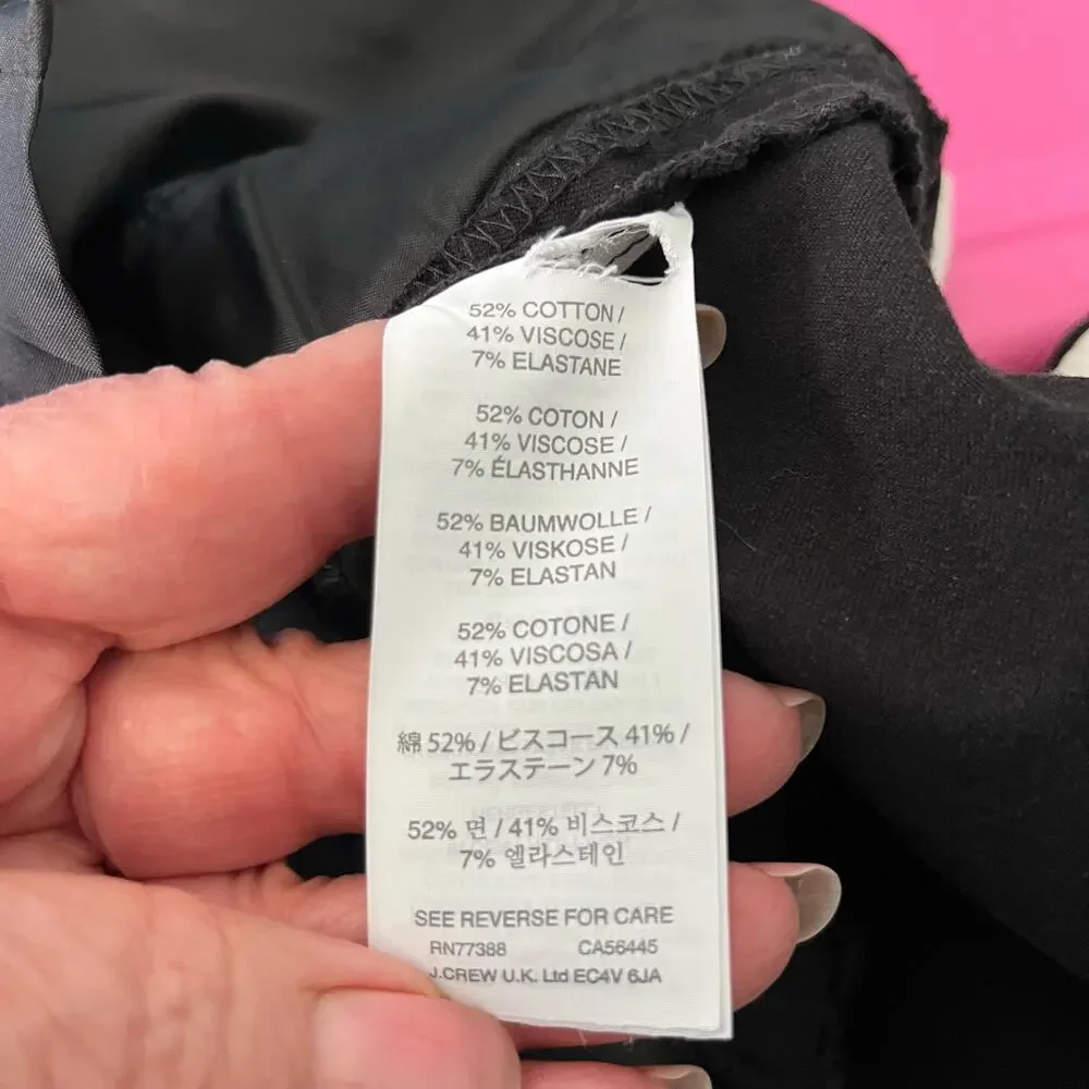 J. Crew Black Cropped Chino Pants 8 “Martie” Bi-Stretch Cotton Blend Casual